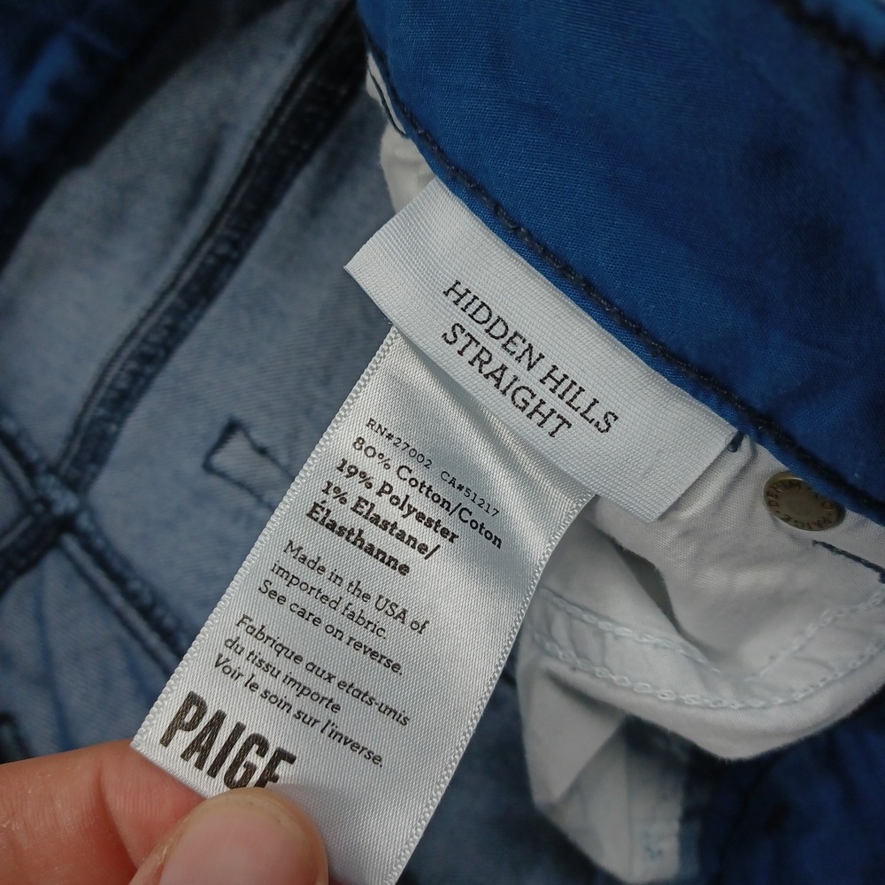 Paige Jeans Womens 24 Blue Denim Hidden Hills Straight Stretch‎ Modern Pockets - Picture 4 of 8